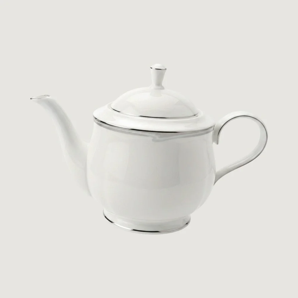 Lenox Joanna Teapot Debut Collection Fine Bone China White Platinum Trim USA HTF